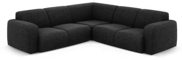 Micadoni Ecksofa Molino 5-Sitzer Chenille Haga Schwarz