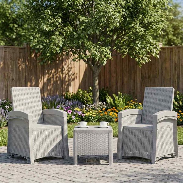 vidaXL Liegesessel Garten Rattan-Optik 2 pcs Weiß PP 8011998