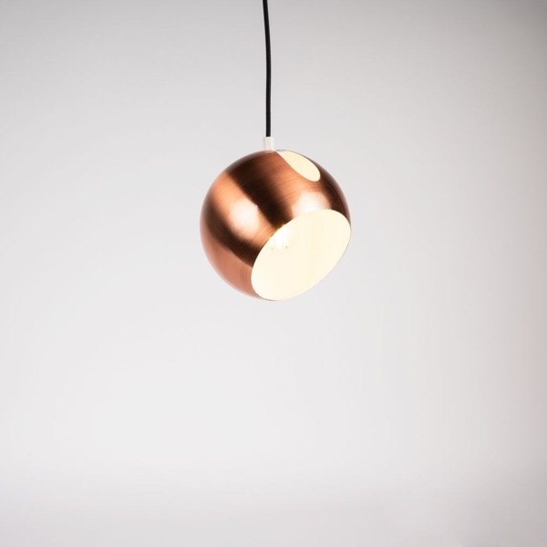 s.luce Ball Galerieleuchte mit drehbarem tauschbaren Schirm 5m Abhängung Kupfer Ø 20cm