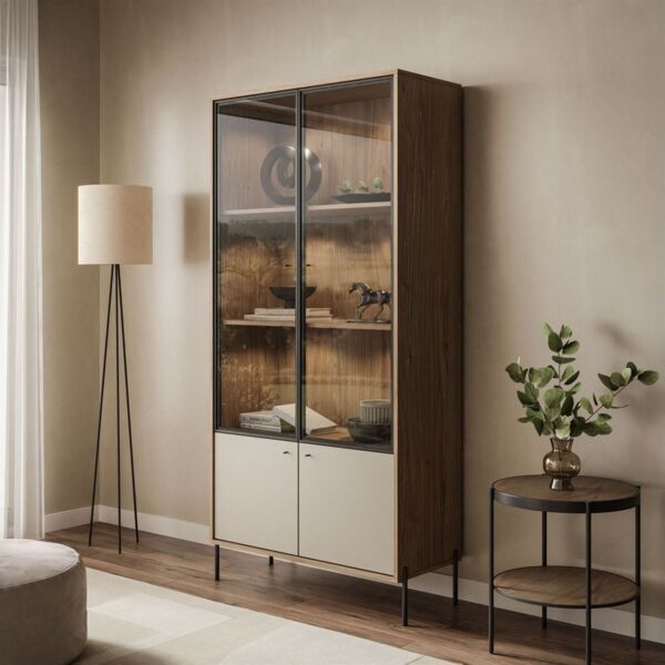 Lookway Standvitrine ISA Vitrine mit zwei Türen und LED-Beleuchtung Breite: 90 cm