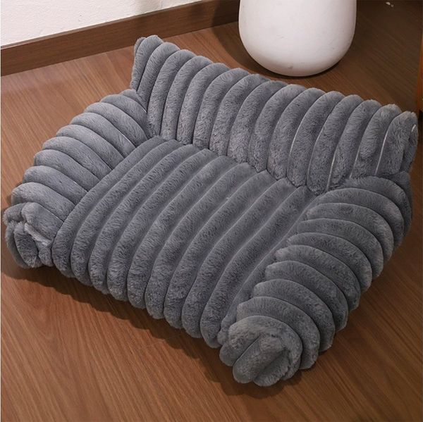 Ledander Tierbett Kuschelndes Haustierkatzen-Sofa, flauschiges Katzen-Sofa, Milchbaumwollstoff, flauschiges Haustier-Sofa-Bett, Waschbares Katzenbett,rutschfestes