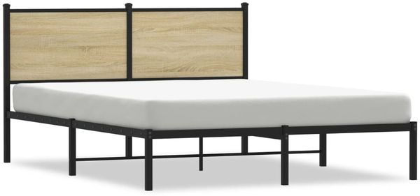 vidaXL Metallbett ohne Matratze Sonoma-Eiche 140x190 cm 4007716