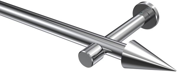 Gardinenstangen-Set Prestige Savio 260 cm (geteilt in 2 x 130 cm), 1-läufig (ohne Ringe), 20 mm Ø Chrom