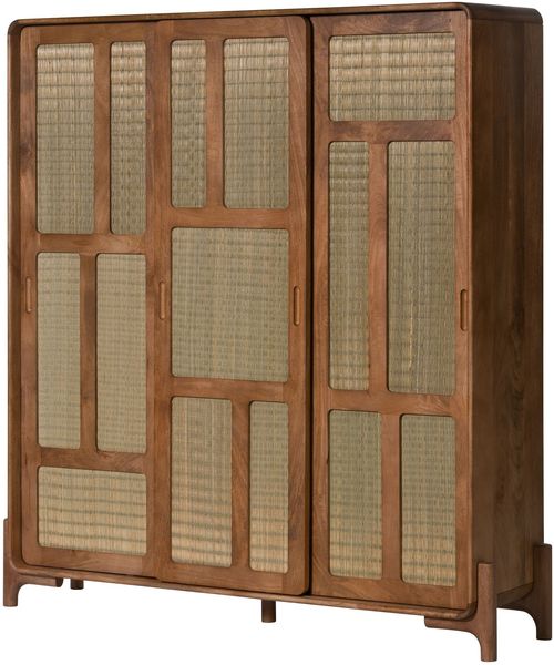 Highboard Mango/Seegras 150 x 40 x 160 hellbraun lackiert MIZUMI #119