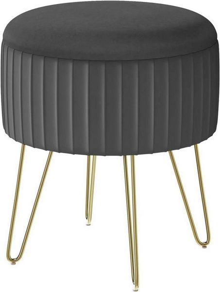 Woltu Sitzhocker (1 St), mit Stauraum, Polsterhocker, Kleiner Hocker rund, Metallbeinen