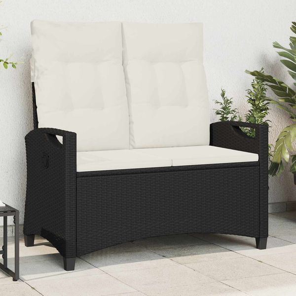 vidaXL Gartenbank mit Kissen Schwarz und Creme 105 x 60 x 112 cm 42026850