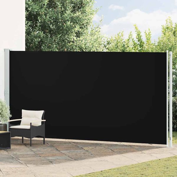 Seitenmarkise Ausziehbar, Balkon Sichtschutz 200x600 cm Schwarz