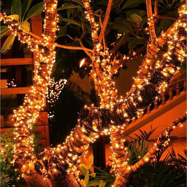 Sunicol LED-Lichterkette 10/20/50/100M, Solar, 8 Funktionen, Lichtsensorsteuerung, für Haus Garten Party Weihnachten Deko
