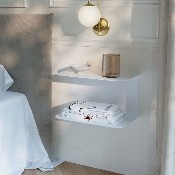 Wandnachttisch Notodden Stahl 40x23x23 cm Weiß [en. casa]