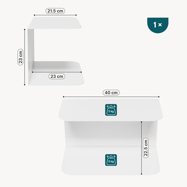 Wandnachttisch Notodden Stahl 40x23x23 cm Weiß [en. casa] Bild 2