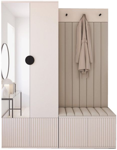 Compleo Garderoben-Set mit Sitbank, 2 Türen, Elegant design, Kaschmir