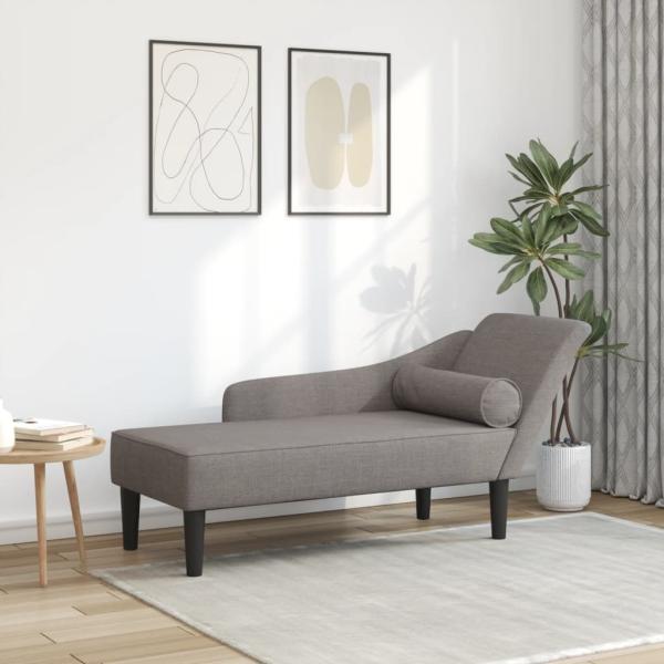 vidaXL Chaiselongue mit Kissen Taupe Stoff