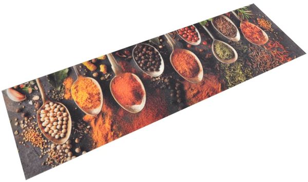 vidaXL Küchenteppich Waschbar Löffel & Gewürze 45x150 cm Samt 136543