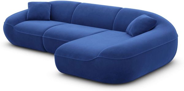 Ecksofa Solmare L Form aus Samtstoff - Samtstoff - dunkelblau - Rechts