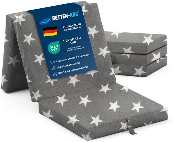 Sun Garden Samba – Faltmatratze/Klappmatratze oder Gästematratze in verschiedenen Farben, Farbe: Sternenmuster (Grau)