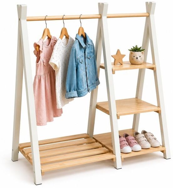 Relaxdays Kinder-Kleiderständer aus Kiefernholz
