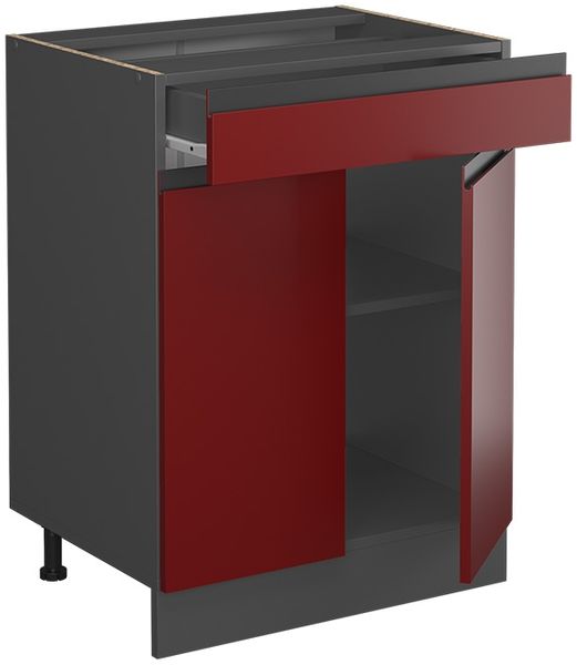 Küchenunterschrank R-Line Rot 60 cm J-Shape, mit Schublade, ohne Arbeitsplatte Vicco Bild 4