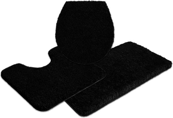 OTTO home Badematte Sanremo, Badvorleger, Badezimmer Teppich, sehr weich, Höhe 30 mm, rutschhemmend beschichtet, fußbodenheizungsgeeignet, schnell trocknend, Polyester, rechteckig, 3-tlg. Stand-WC Set, Badteppich, unifarben, rechteckig, rund & als 3-tl...