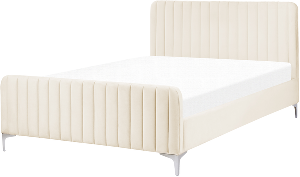 Bett mit Lattenrost LUNAN 140 x 200 cm Samtstoff Helles Beige