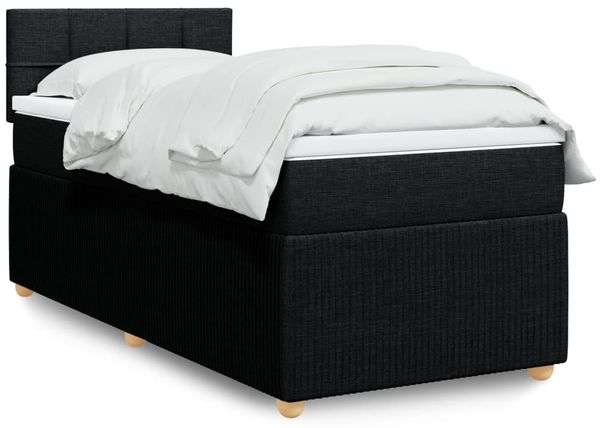 vidaXL Boxspringbett mit Matratze Schwarz 100x200 cm Stoff 3287369
