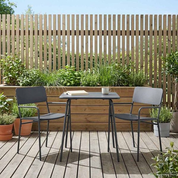 vidaXL Gartenstühle 2 pcs Anthrazit 51 x 55 x 81 cm Stahl 42025097
