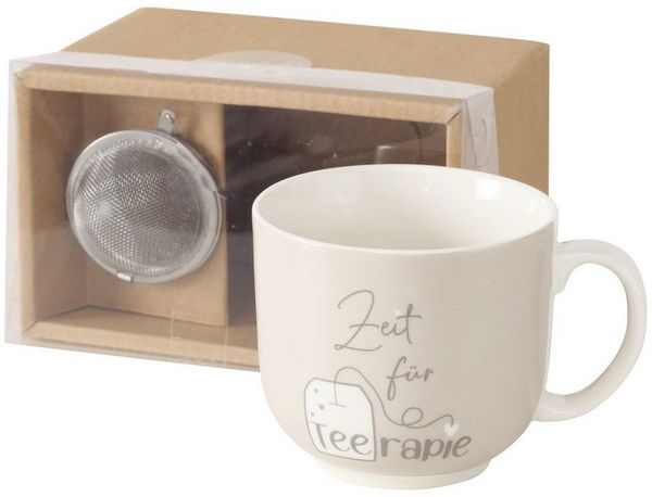 BOLTZE Teeglas Boltze Teebecher mit Sieb - Zeit für Teerapie