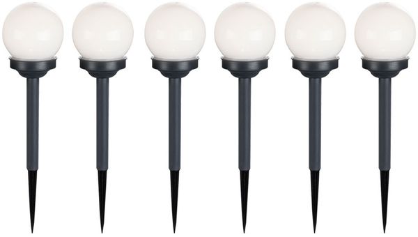 6er Set LED Solar Steckleuchten, Kugel Design, H 39 cm