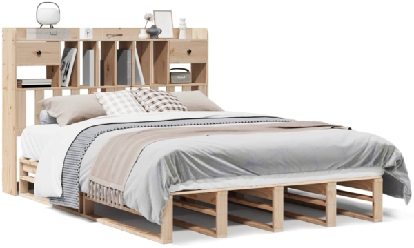 vidaXL Massivholzbett mit Regal ohne Matratze 140x200 cm Kiefernholz 3323959