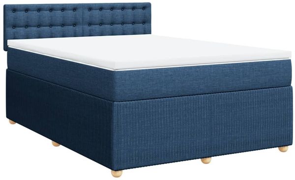 vidaXL Boxspringbett mit Matratze Blau 140x190 cm Stoff 3289771 Bild 3