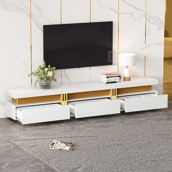 TV-Lowboard- & Couchtisch-Set Weiß, B 200 x T 40 x H 42 cm + B 100 x T 50 x H 40 cm