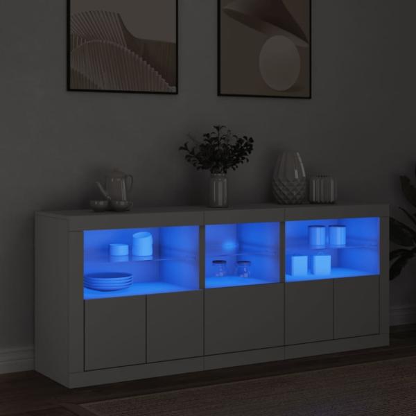 vidaXL Sideboard mit LED-Leuchten Weiß 162x37x67 cm 3208995