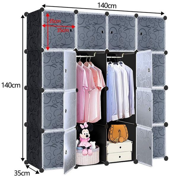FIVMEN Kleiderschrank DIY Regalsystem Platzsparendes Steckregalsystem