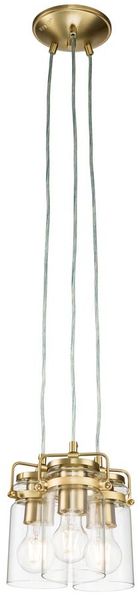 Kichler KL-BRINLEY3-BB Hängeleuchte Brinley 3x E27 60W Stahl, klares Glas; Messing gebürstet Ø21,6cm dimmbar höhenverstellbar