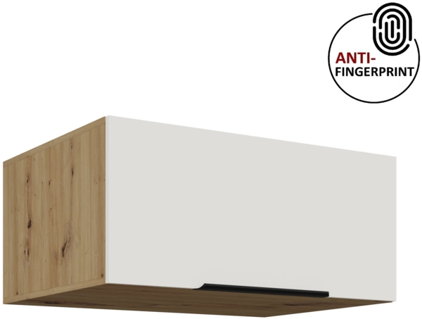 Küchen Aufsatzschrank 80 cm ARIA Weiss ultra matt + Eiche Artisan matt, hochwertige Fronten mit Anti Fingerprint Beschichtung Küchenzeile Küchenblock Bild 7