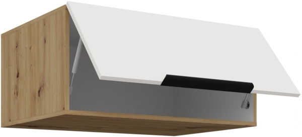 Küchen Aufsatzschrank 80 cm ARIA Weiss ultra matt + Eiche Artisan matt, hochwertige Fronten mit Anti Fingerprint Beschichtung Küchenzeile Küchenblock Bild 3