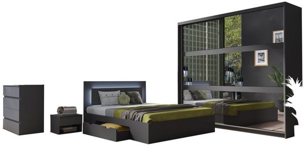 Lukas Möbel Komplettschlafzimmer Schlafzimmer Komplett Finyo in Farbe Graphitgrau