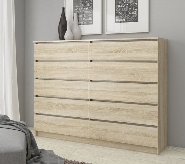 Raumhirsch Furniture Kommode mit 8 Schubladen 138 cm breit Holz Schrank, (viele Farbvarianten - Maße: 138 x 121 x 40 cm) - Hochwertig & stabil