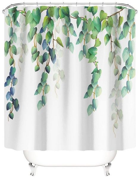 M&W DAS DESIGN Duschvorhang Duschvorhang blaue Pflanzen Shower curtains Anti schimmel 180x200cm Breite 120 cm