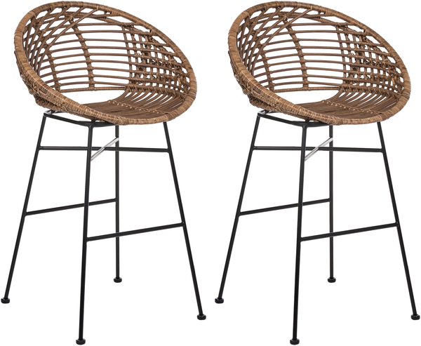 Set mit 2 Barstühlen WINDOM Rattan Braun