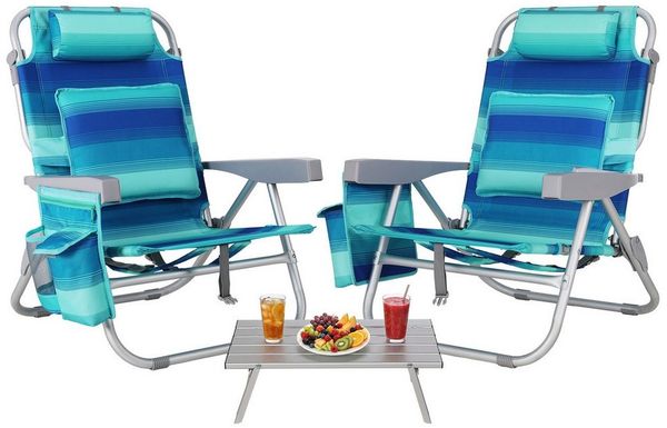 TLGREEN Campingstuhl Klappbar Leicht Aluminium, (Rucksack Klappstuhl Strand, 3 St), Campingstuhl Kann Flach Liegen,bis 150 kg belastbar