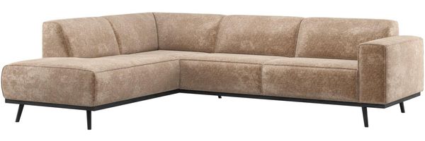 Ecksofa Statement, Samt-Chenille mit abgerundetem Design, modern, taupe, hohe Sitzkomfort