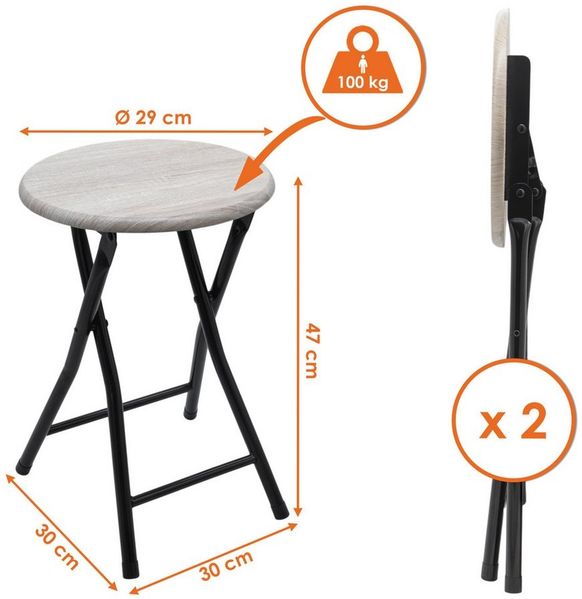 Spetebo Sitzhocker Holz Metall Klapphocker - 47x33 cm (Anzahl, 1 St, Stück), klappbar