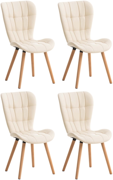CLP 4er Set Esszimmerstuhl Elda Kunstleder mit robustem Holzgestell,creme