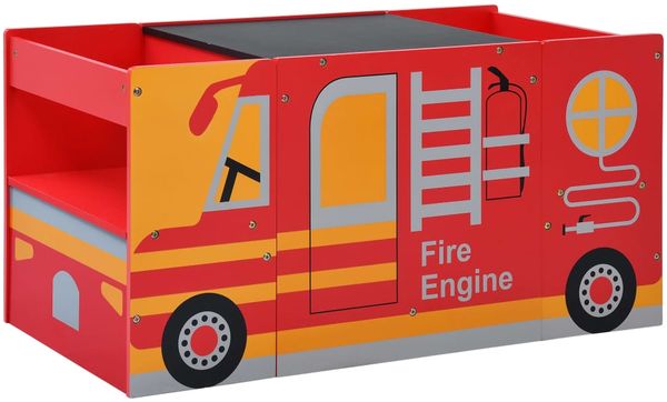3-tlg. Kindertisch- und Stuhl-Set Feuerwehrauto-Design Holz