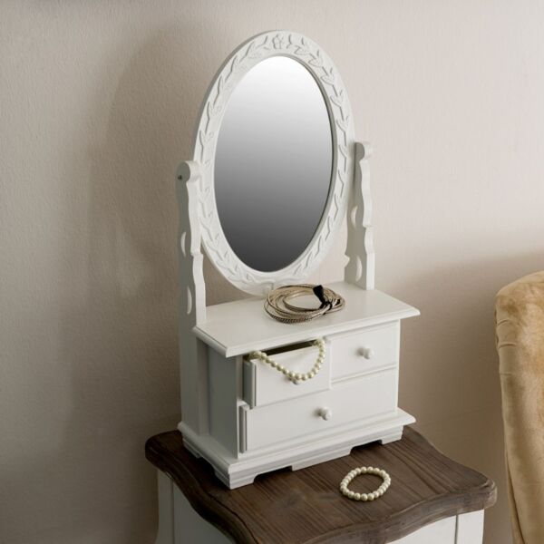 Romantische Spiegel Minikommode NANDO weiss H50cm Landhaus Bild 3