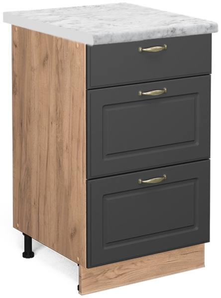 Küchenunterschrank Fame-Line Anthrazit-Gold 50 cm , AP Marmor Vicco