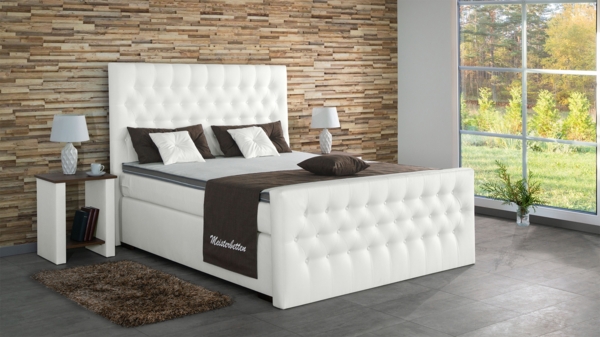 Meisterbetten Boxspringbett Tela 140x220 in KL-White, Matratzenbezug Nano, Ergoflex-Topper Bild 3