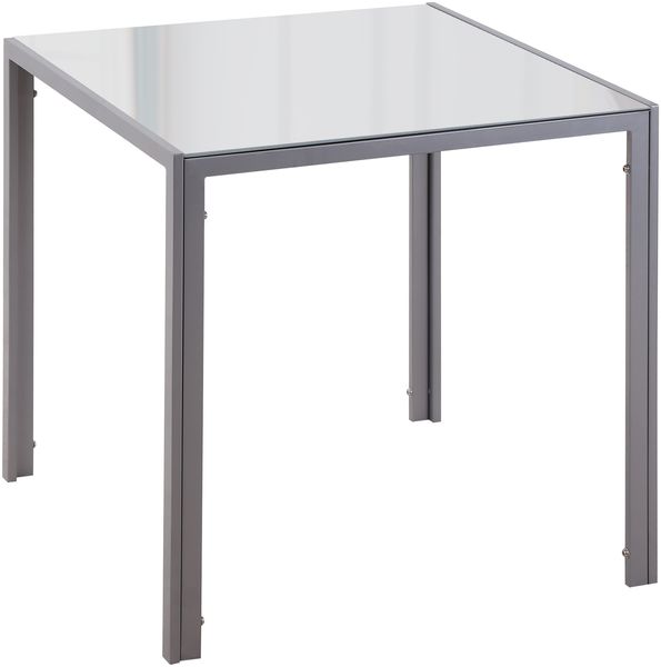 Esstisch Esszimmertisch quadratisch für 4 Personen, Wohnzimmertisch mit Hartglas Tischplatte, modern für Küche & Esszimmer in Grau