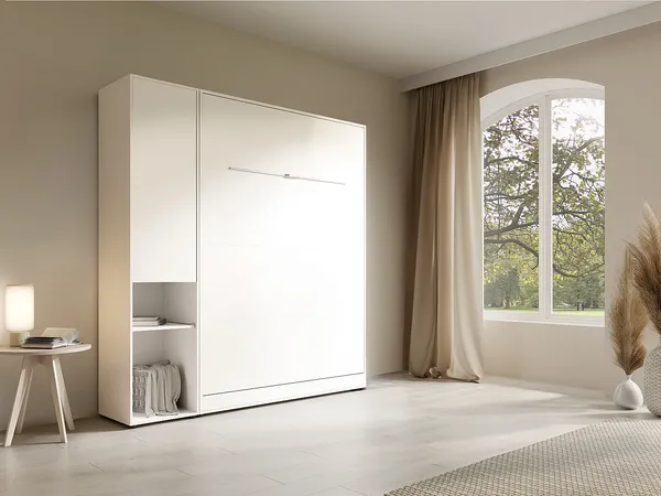 Vente-unique - MOVELINO Geschlossener und offener Kleiderschrank Holz, Platte Weiß - B 50 cm x H 225,1 cm x L 50 cm