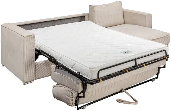 Vente-unique - LORETO Sofa SamtStoff Beige - B 223 cm152 cm x H 90 cm x L 298 cm Bild 3